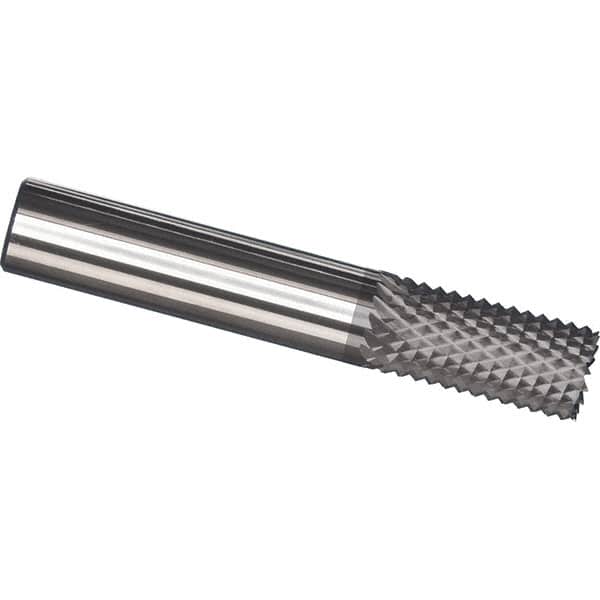 Made in USA - 5mm Diam, 16mm LOC, Burr End, Solid Carbide Diamond Pattern Router Bit - Right Hand Cut, 50mm OAL, Use on Fiberglass - Americas Industrial Supply