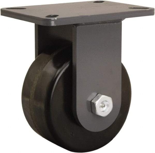 Hamilton - 6" Diam x 3" Wide x 8" OAH Top Plate Mount Rigid Caster - Phenolic, 2,000 Lb Capacity, Straight Roller Bearing, 5-1/4 x 7-1/4" Plate - Americas Industrial Supply