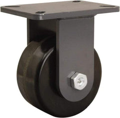 Hamilton - 6" Diam x 3" Wide x 8" OAH Top Plate Mount Rigid Caster - Phenolic, 2,000 Lb Capacity, Straight Roller Bearing, 5-1/4 x 7-1/4" Plate - Americas Industrial Supply