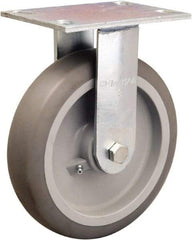 Hamilton - 8" Diam x 2" Wide x 9-1/2" OAH Top Plate Mount Rigid Caster - Rubber Mold on Polyolefin, 500 Lb Capacity, Straight Roller Bearing, 4-1/2 x 6-1/4" Plate - Americas Industrial Supply