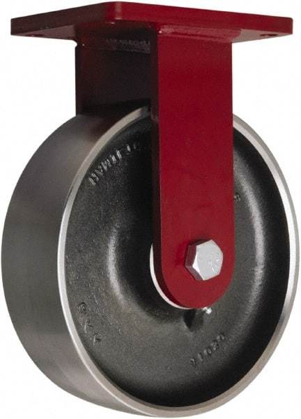 Hamilton - 10" Diam x 3" Wide x 12-1/2" OAH Top Plate Mount Rigid Caster - Forged Steel, 4,000 Lb Capacity, Sealed Precision Ball Bearing, 5-1/2 x 7-1/2" Plate - Americas Industrial Supply