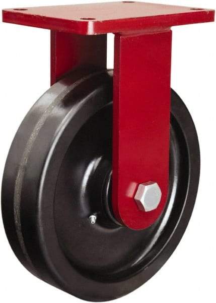 Hamilton - 10" Diam x 2-1/2" Wide x 12-1/2" OAH Top Plate Mount Rigid Caster - Phenolic, 2,500 Lb Capacity, Straight Roller Bearing, 5-1/2 x 7-1/2" Plate - Americas Industrial Supply
