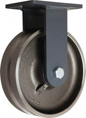 Hamilton - 10" Diam x 3" Wide, Forged Steel Rigid Caster - 4,500 Lb Capacity, Top Plate Mount, 5-1/4" x 7-1/4" Plate, Straight Roller Bearing - Americas Industrial Supply