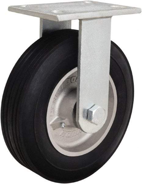 Hamilton - 10" Diam x 2-3/4" Wide, Rubber Rigid Caster - 700 Lb Capacity, Top Plate Mount, 4-1/2" x 6-1/4" Plate, Straight Roller Bearing - Americas Industrial Supply