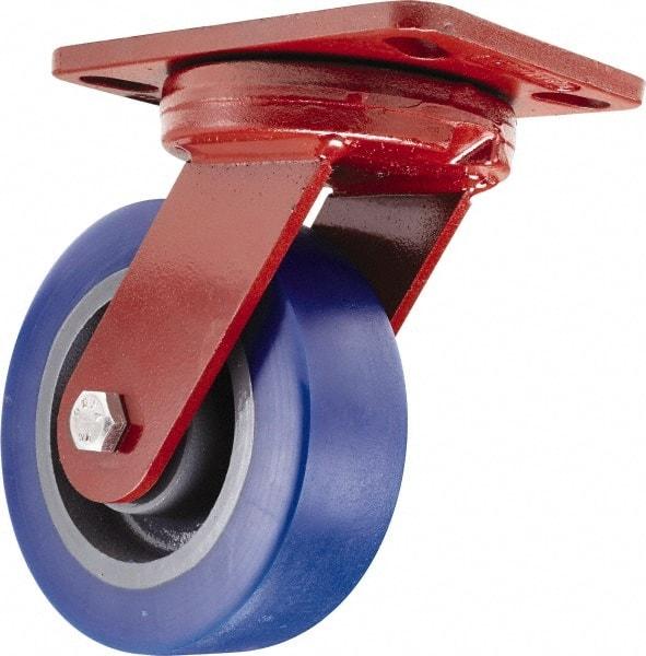 Hamilton - 6" Diam x 2" Wide x 7-3/4" OAH Top Plate Mount Swivel Caster - Polyurethane, 1,300 Lb Capacity, Sealed Precision Ball Bearing, 4-1/2 x 6-1/2" Plate - Americas Industrial Supply