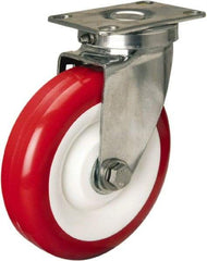 Hamilton - 5" Diam x 1-3/8" Wide x 6-1/4" OAH Top Plate Mount Swivel Caster - Polyurethane Mold on Polypropylene, 325 Lb Capacity, Delrin Bearing, 2-3/8 x 3-5/8" Plate - Americas Industrial Supply