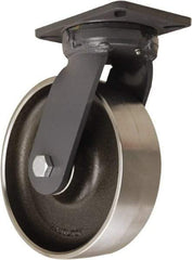 Hamilton - 10" Diam x 3" Wide x 12-1/2" OAH Top Plate Mount Swivel Caster - Forged Steel, 5,000 Lb Capacity, Tapered Roller Bearing, 5-1/4 x 7-1/4" Plate - Americas Industrial Supply