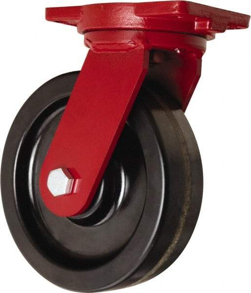 Hamilton - 10" Diam x 3" Wide x 12-1/2" OAH Top Plate Mount Swivel Caster - Phenolic, 2,900 Lb Capacity, Tapered Roller Bearing, 6-1/8 x 7-1/2" Plate - Americas Industrial Supply