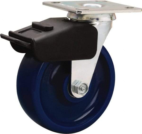 Hamilton - 6" Diam x 2" Wide x 7-1/2" OAH Top Plate Mount Swivel Caster - Polyurethane, 850 Lb Capacity, Precision Ball Bearing, 4 x 4-1/2" Plate - Americas Industrial Supply