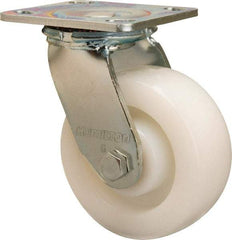 Hamilton - 5" Diam x 2" Wide x 6-1/2" OAH Top Plate Mount Swivel Caster - Nylon, 900 Lb Capacity, Sealed Precision Ball Bearing, 4 x 4-1/2" Plate - Americas Industrial Supply