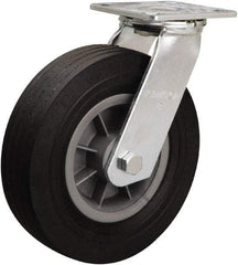 Hamilton - 8" Diam x 2-1/2" Wide, Rubber Swivel Caster - 400 Lb Capacity, Top Plate Mount, 4" x 4-1/2" Plate, Ball Bearing - Americas Industrial Supply