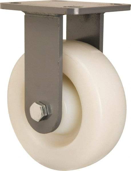 Hamilton - 6" Diam x 2" Wide x 7-1/2" OAH Top Plate Mount Rigid Caster - Nylon, Sealed Precision Ball Bearing, 4 x 4-1/2" Plate - Americas Industrial Supply