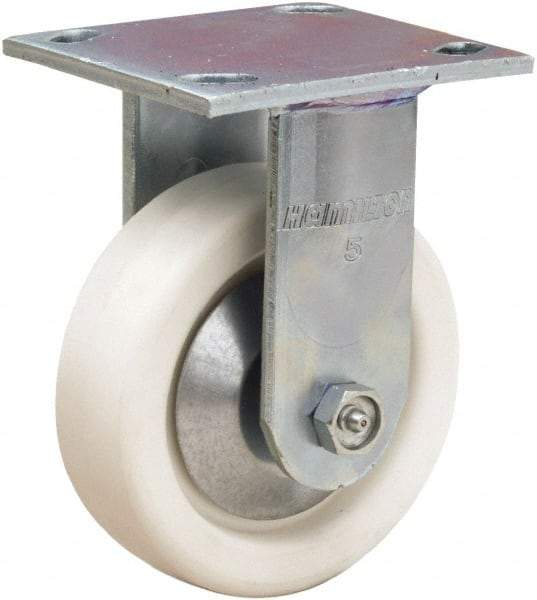 Hamilton - 5" Diam x 1-1/2" Wide x 6-1/2" OAH Top Plate Mount Rigid Caster - Polyolefin, 400 Lb Capacity, Delrin Bearing, 4 x 4-1/2" Plate - Americas Industrial Supply