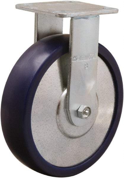Hamilton - 8" Diam x 2" Wide x 9-1/2" OAH Top Plate Mount Rigid Caster - Polyurethane, 900 Lb Capacity, Sealed Precision Ball Bearing, 4 x 4-1/2" Plate - Americas Industrial Supply