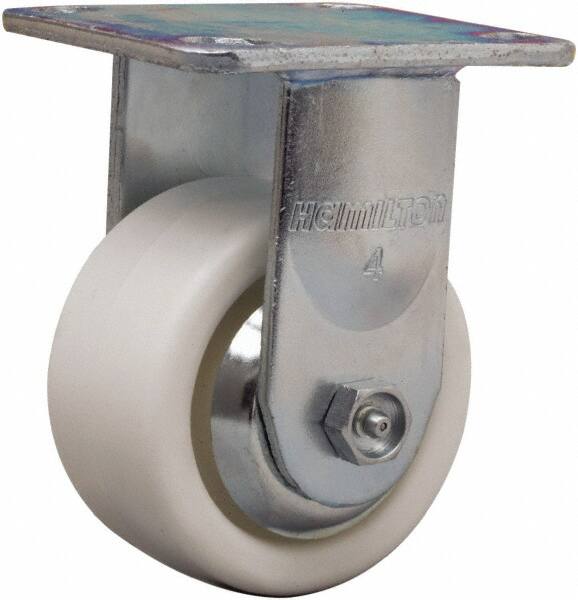 Hamilton - 4" Diam x 2" Wide x 5-5/8" OAH Top Plate Mount Rigid Caster - Polyolefin, 550 Lb Capacity, Delrin Bearing, 4 x 4-1/2" Plate - Americas Industrial Supply