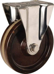Hamilton - 5" Diam x 1-1/4" Wide x 6-1/4" OAH Top Plate Mount Rigid Caster - Phenolic, 300 Lb Capacity, Plain Bore Bearing, 2-3/8 x 3-5/8" Plate - Americas Industrial Supply