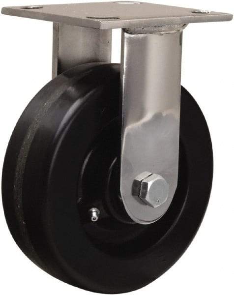 Hamilton - 6" Diam x 2" Wide x 7-1/2" OAH Top Plate Mount Rigid Caster - Phenolic, 800 Lb Capacity, Delrin Bearing, 3-3/4 x 4-1/2" Plate - Americas Industrial Supply