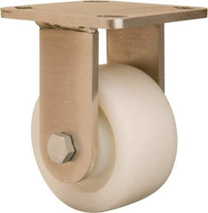 Hamilton - 4" Diam x 2" Wide x 5-5/8" OAH Top Plate Mount Rigid Caster - Nylon, 800 Lb Capacity, Stainless Steel Double Shielded Precision Ball Bearing, 4 x 4-1/2" Plate - Americas Industrial Supply