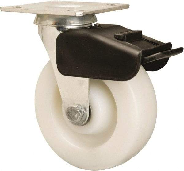 Hamilton - 6" Diam x 2" Wide x 7-1/2" OAH Top Plate Mount Swivel Caster - Nylon, 850 Lb Capacity, Precision Ball Bearing, 4 x 4-1/2" Plate - Americas Industrial Supply