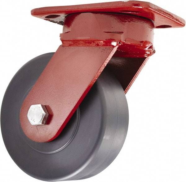 Hamilton - 5" Diam x 2" Wide x 6-1/2" OAH Top Plate Mount Swivel Caster - Nylon, 2,000 Lb Capacity, Sealed Precision Ball Bearing, 4 x 5" Plate - Americas Industrial Supply