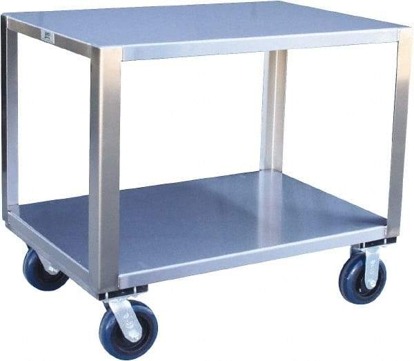 Jamco - 1,800 Lb Capacity, 60" Wide x 30" Long x 31" High Transport Cart - 2 Shelf, Stainless Steel, 2 Rigid/2 Swivel Casters - Americas Industrial Supply