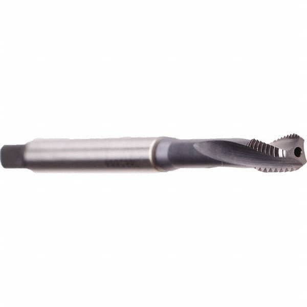 Emuge - M10x1.50 Metric 3 Flute 6HX Bottoming Spiral Flute Tap - Cobalt, TiCN Finish, 100mm OAL, Right Hand Flute, Right Hand Thread, Series Rekord D - Americas Industrial Supply