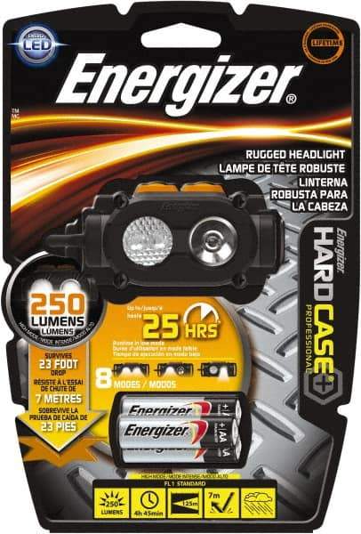 Energizer - 2 Red, Green, White LED Bulb, 160 Lumens, Hands-free Flashlight - Black, Gray Plastic Body, 3 AA Alkaline Batteries Included - Americas Industrial Supply