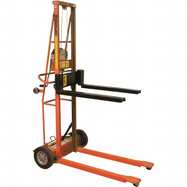 Wesco Industrial Products - 750 Lb Capacity, 62" Lift Height, Adjustable Forks Option for Triple Truck Manually Operated Lift - Americas Industrial Supply