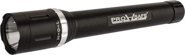 PRO-SAFE - White LED Bulb, 220 Lumens, Industrial/Tactical Flashlight - Matte Charcoal Black Aluminum Body, 4 D Alkaline Batteries Not Included - Americas Industrial Supply