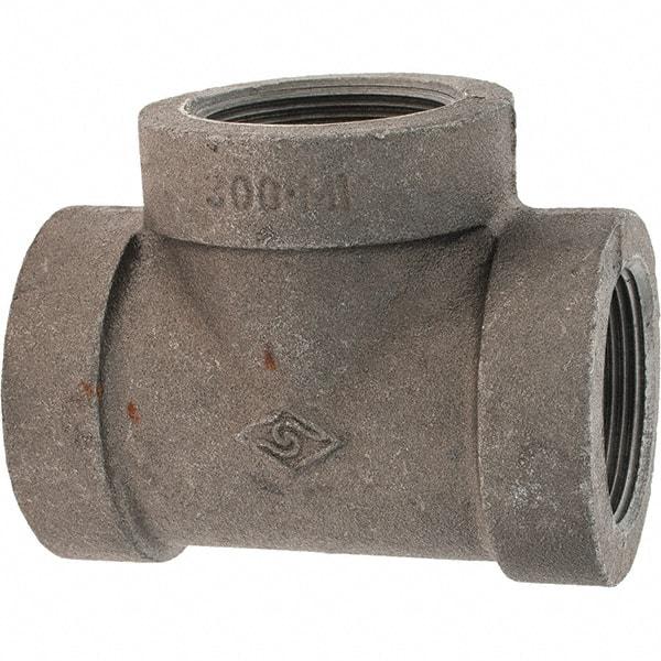 Value Collection - Size 1-1/2", Class 300, Malleable Iron Black Pipe Tee - 300 psi, Threaded End Connection - Americas Industrial Supply