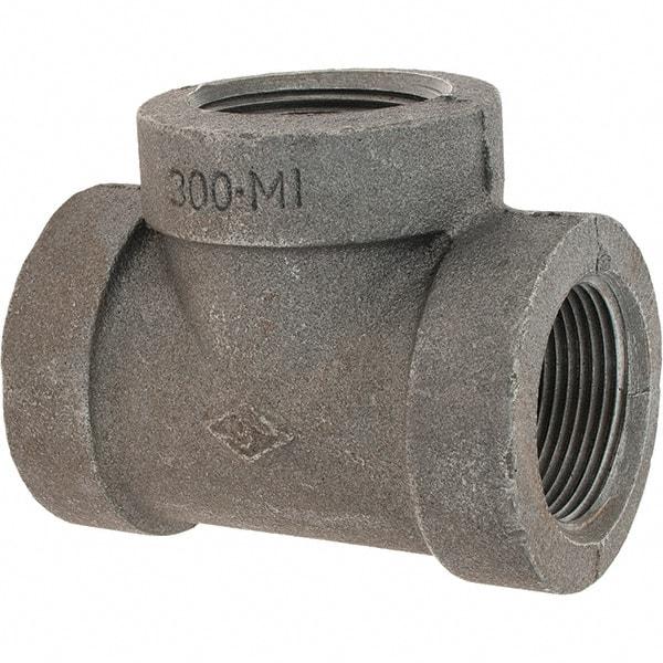 Value Collection - Size 1-1/4", Class 300, Malleable Iron Black Pipe Tee - 300 psi, Threaded End Connection - Americas Industrial Supply