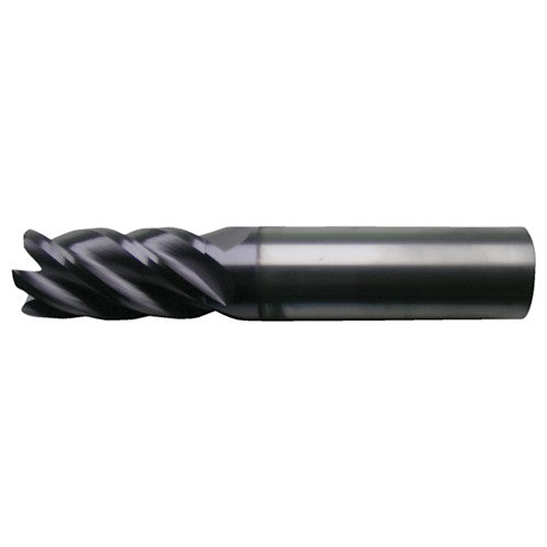 3/8″ × 3/8″ × 1-1/8″ × 3″ RHS / RHC Solid Carbide 5-Flute High-Performance End Mill for Ferrous Materials - TiAlN - Exact Industrial Supply