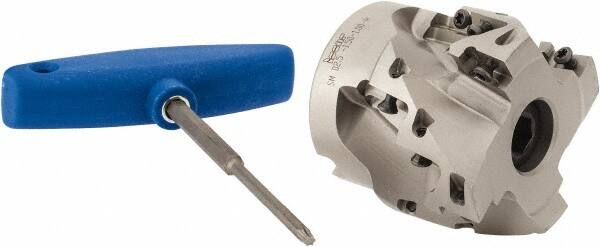 Iscar - 12 Inserts, 2-1/2" Cut Diam, 1" Arbor Diam, 1-1/2" Max Depth of Cut, Indexable Square-Shoulder Face Mill - 0/90° Lead Angle, 2.38" High, AD..1505.. & HM90 AD..1505.. Insert Compatibility, Series SM - Americas Industrial Supply
