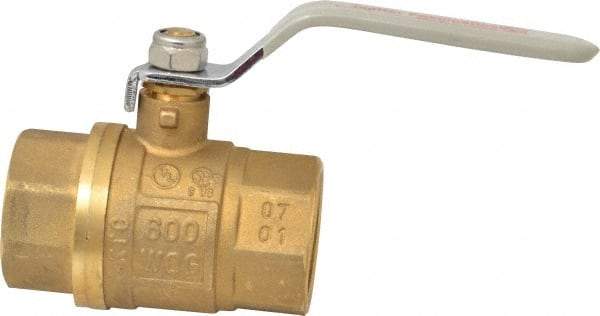 Value Collection - 1-1/4" Pipe, Full Port, Brass UL Listed Ball Valve - Inline - Two Way Flow, FNPT x FNPT Ends, Lever Handle, 600 WOG, 150 WSP - Americas Industrial Supply