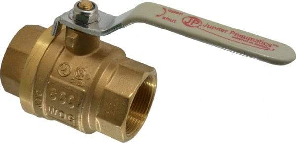 Value Collection - 1-1/2" Pipe, Full Port, Brass UL Listed Ball Valve - Inline - Two Way Flow, FNPT x FNPT Ends, Lever Handle, 600 WOG, 150 WSP - Americas Industrial Supply