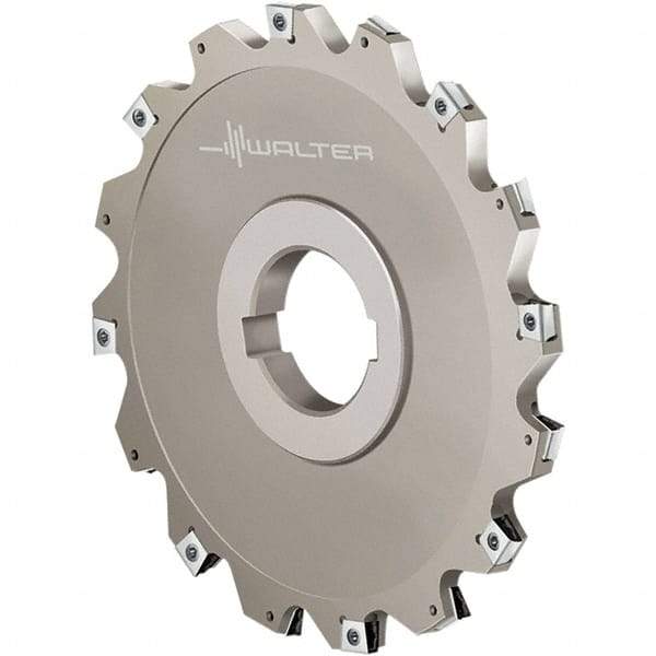 Walter - Arbor Hole Connection, 1.1417" Cutting Width, 0.4724" Depth of Cut, 125mm Cutter Diam, 1.5748" Hole Diam, 6 Tooth Indexable Slotting Cutter - F4153.B Toolholder, LN.U 100508 Insert, Right Hand Cutting Direction - Americas Industrial Supply