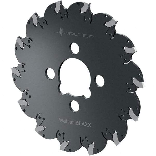 Walter - Arbor Hole Connection, 0.0787" Cutting Width, 1.2992" Depth of Cut, 125mm Cutter Diam, 1.2598" Hole Diam, 11 Tooth Indexable Slotting Cutter - F5055.B Toolholder, SX-2E Insert, Right Hand Cutting Direction - Americas Industrial Supply