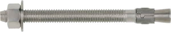 Powers Fasteners - 7/8" Diam, 7/8" Drill, 8" OAL, 2-3/4" Min Embedment Wedge Expansion Concrete Anchor - 304 Stainless Steel, Hex Head, Hex Drive, 4-3/4" Thread Length - Americas Industrial Supply