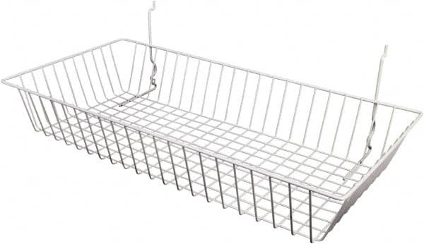 ECONOCO - 12" Deep, Rectangular Steel Peg Board/Slatwall Basket - 24" Wide x 4" High - Americas Industrial Supply