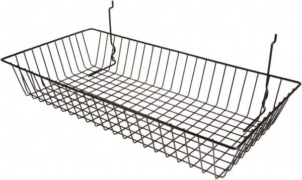 ECONOCO - 12" Deep, Rectangular Steel Peg Board/Slatwall Basket - 24" Wide x 4" High - Americas Industrial Supply