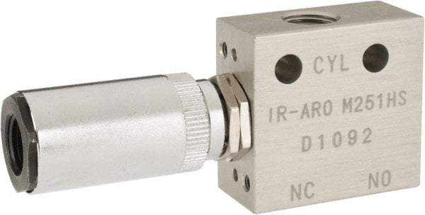 ARO/Ingersoll-Rand - 1/8" Inlet x 1/8" Outlet, Pilot Actuator, Spring Return, 2 Position, Body Ported Solenoid Air Valve - 0.25 CV, 3 Way, 140 psi, 122° Max Temp, 15° Min Temp - Americas Industrial Supply
