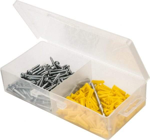 Value Collection - 300 Piece, #6 to 8 Screw, Plastic & Steel Slotted/Phillips Drive Anchor Assortment - Zinc Plated, 3/4" Long - Americas Industrial Supply