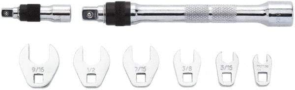 Proto - 8 Piece 1/4" Drive Open End Crowfoot Wrench Set - 1/4 to 9/16", with Clip Rail - Americas Industrial Supply