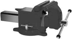 Yost Vises - 8" Jaw Width x 8" Jaw Opening Capacity, 3-1/2" Throat Depth, Bench & Pipe Combination Vise - 3/4 to 2-1/4" Pipe Capacity, Swivel Base, Bolt Down Attachment, Steel - Americas Industrial Supply