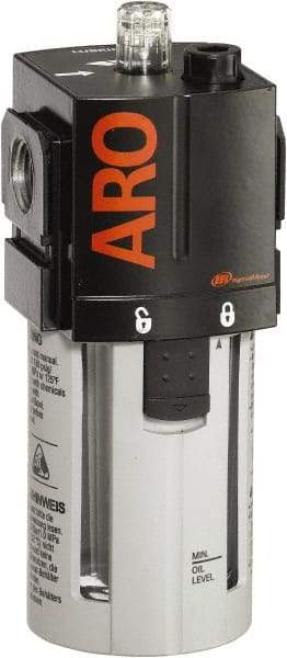 ARO/Ingersoll-Rand - 1/2" NPT, 150 Max psi Standard Modular Lubricator - Polycarbonate Bowl, Aluminum Body, 156 CFM, 125°F Max Temp, 2.76" Long x 2.87" Wide x 7.08" High - Americas Industrial Supply