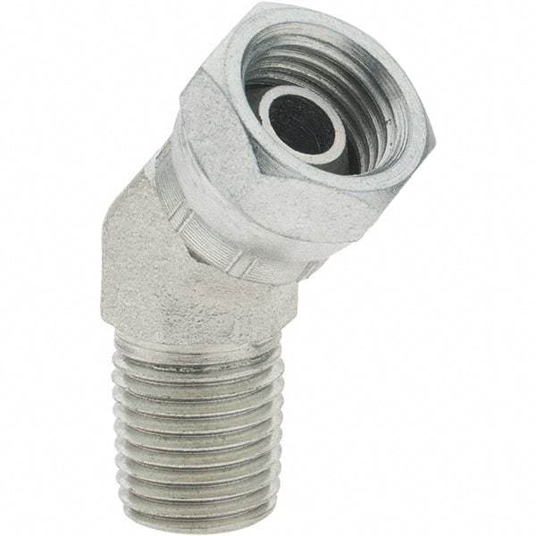 Value Collection - Steel Industrial Pipe 45° Elbow Swivel Adapter - FNPSM x MNPTF - Americas Industrial Supply