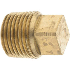 Parker - 3/8 Male Thread, Brass Industrial Pipe Square Head Plug - MNPTF, 1,000 psi - Americas Industrial Supply