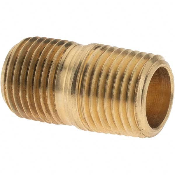 Parker - 1/8 Male Thread, Brass Industrial Pipe Close Nipple - MNPTF, 1,000 psi - Americas Industrial Supply