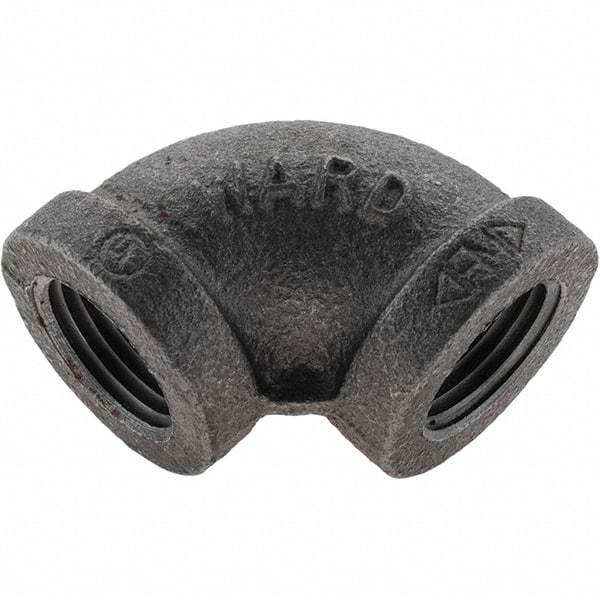 Value Collection - Size 1/2", Class 150, Malleable Iron Black Pipe 90° Elbow - 150 psi, Threaded End Connection - Americas Industrial Supply