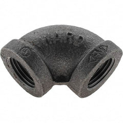 Value Collection - Size 1/2", Class 150, Malleable Iron Black Pipe 90° Elbow - 150 psi, Threaded End Connection - Americas Industrial Supply